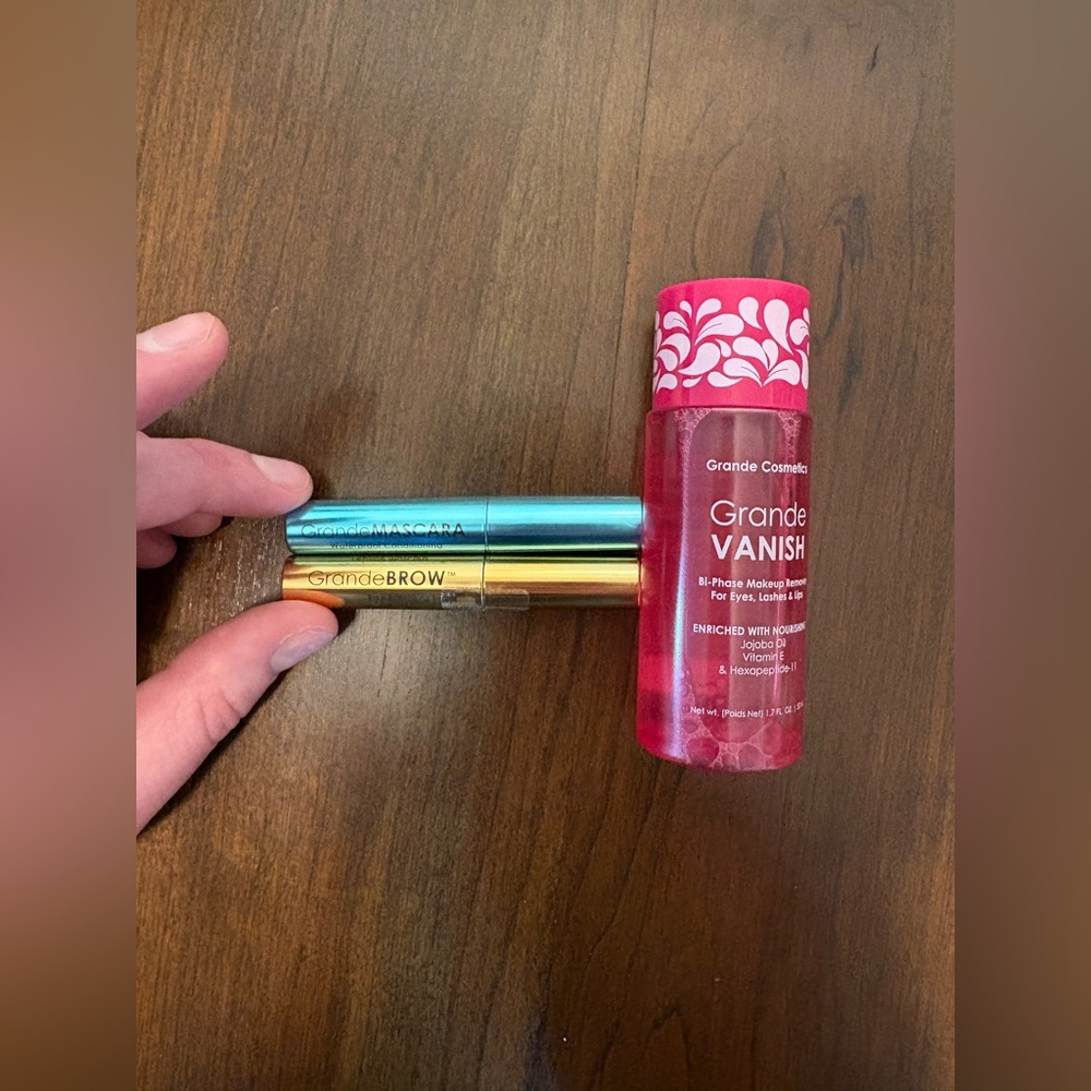 NWT Grande Cosmetics Set: Makeup Remover, Eye Brow Serum, Waterproof Mascara